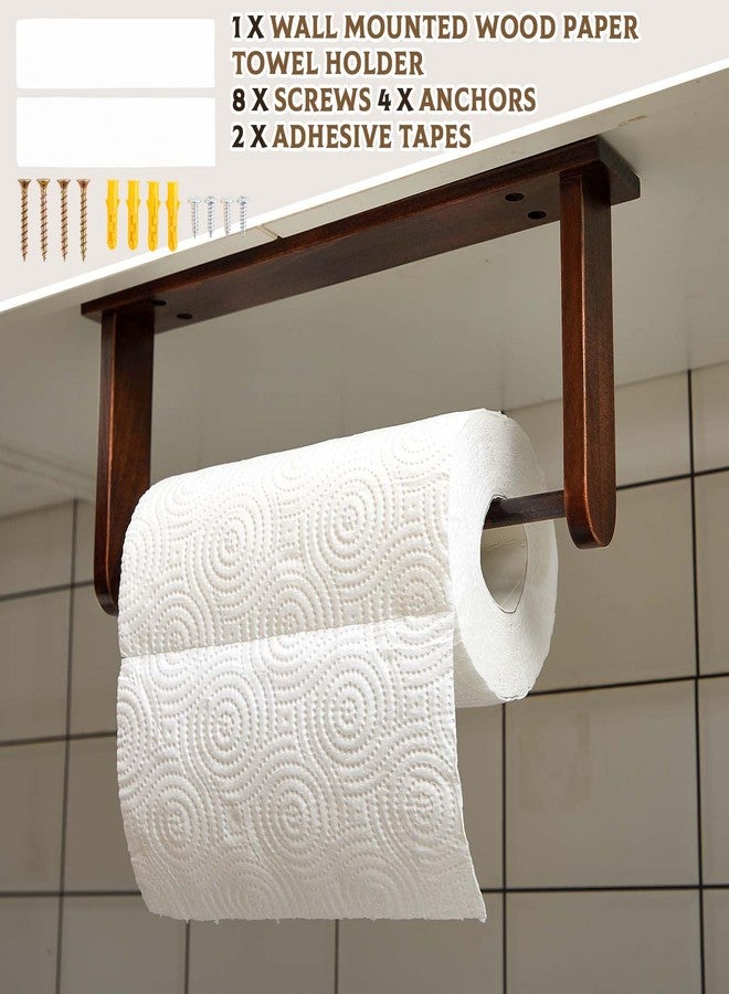 Colingmill Wall Mounted Wood Paper Towel Holder Wooden Roll Hanging Organizer Adhesive No Drill Under Cabinet Wood Paper Towel Holder Kitchen Towels Dispenser Rack - Image 4